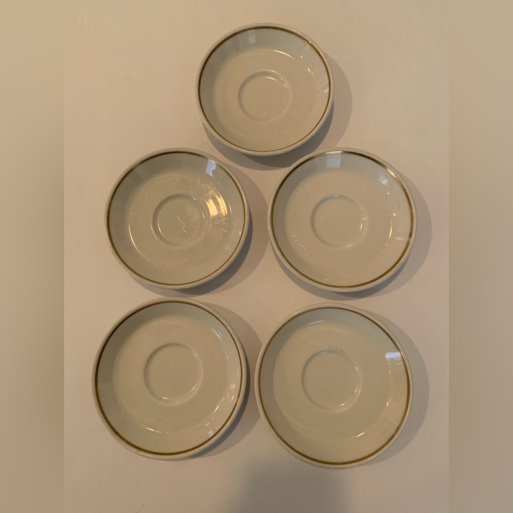Vintage Set Of 5 Lamberton Sterling Scammell Saucers Mid-Century Hotel Ware 1946